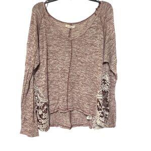 Aeropostale Long Sleeve Lightweight Sweater V-Neck Lace - Size L